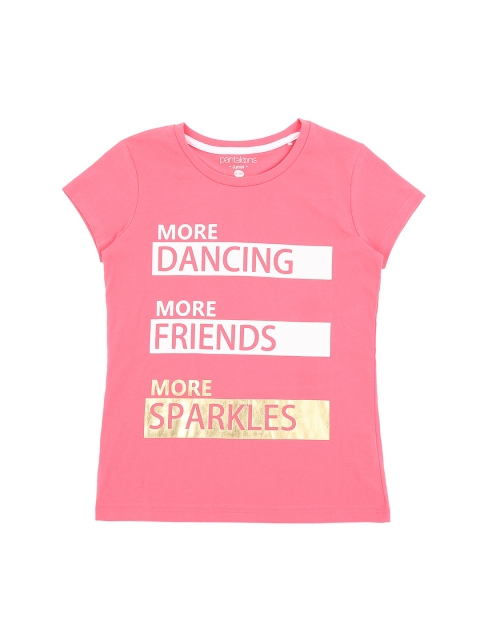 

Pantaloons Junior Girls Pink Printed Round Neck Pure Cotton T-shirt