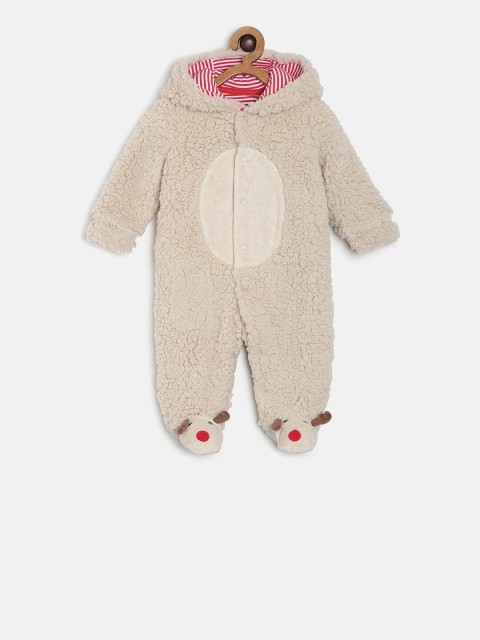 

MINI KLUB Kids Beige Solid Sleepsuit