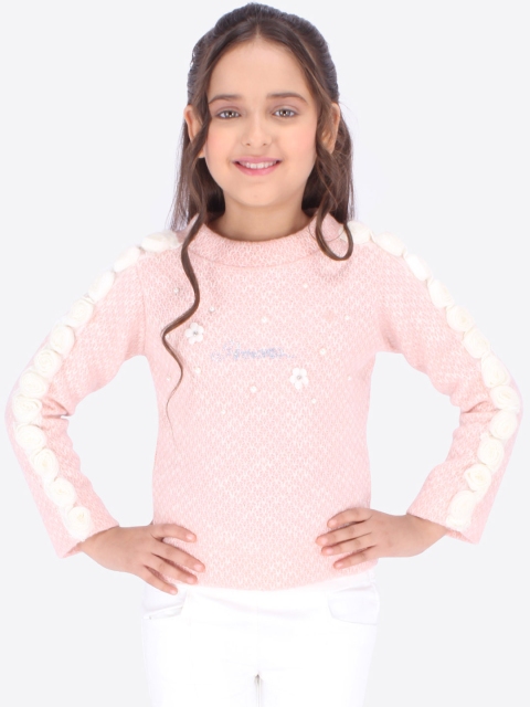 

CUTECUMBER Girls Pink Self Design Top