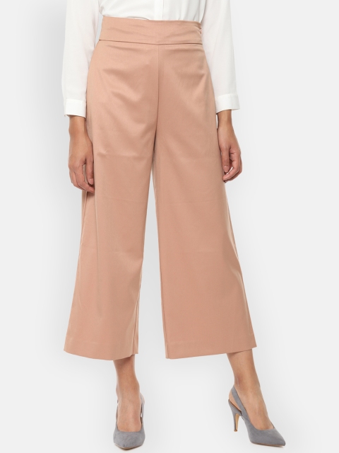 

Van Heusen Woman Peach-Coloured Regular Fit Solid Cropped Culottes