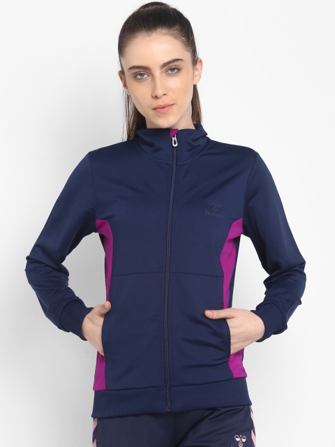 

hummel Women Navy Blue Colourblocked Sporty Jacket