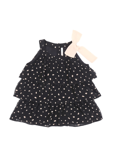 

Pantaloons Junior Girls Navy Blue Printed Tiered Top