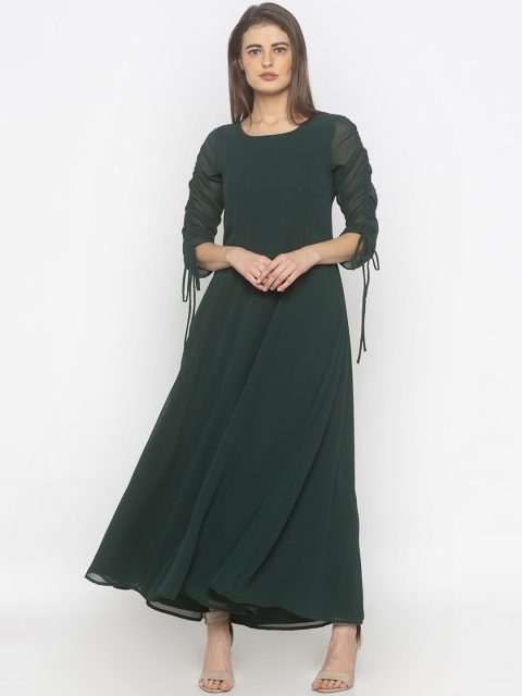 

Iti Women Green Solid Maxi Dress