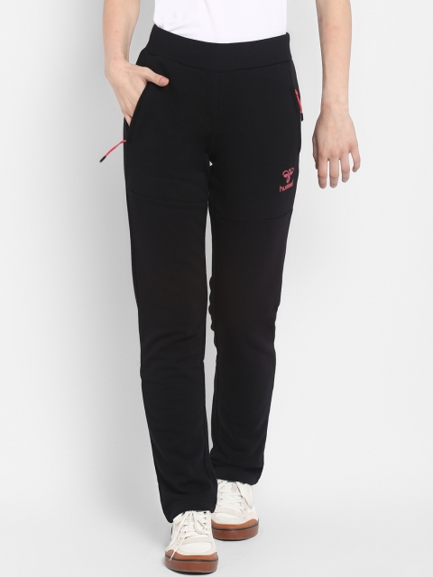 

hummel Women Black Solid Straight-Fit Track Pants