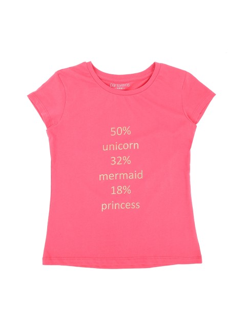 

Pantaloons Junior Girls Pink Printed Round Neck Pure Cotton T-shirt
