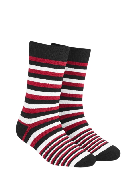 

Dynamocks Unisex Maroon & Black Striped Calf-Length socks