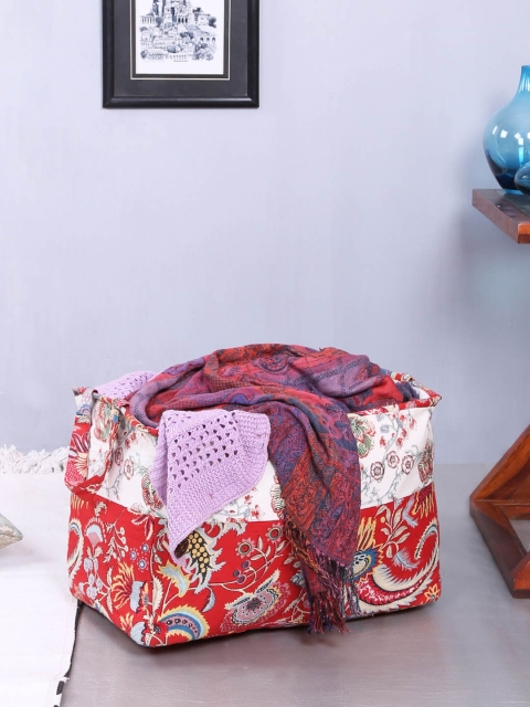 

Rajasthan Decor Red & White Printed Foldable Laundry Bag