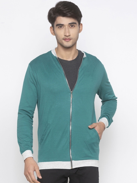 

Nick&Jess Men Sea Green Solid Lightweight Bomber Jacket