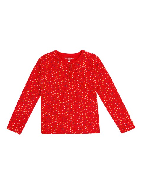 

Pantaloons Junior Girls Red Printed Round Neck Pure Cotton T-shirt