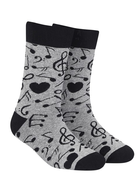 

Dynamocks Unisex Grey & Black Patterned Calf-Length Socks