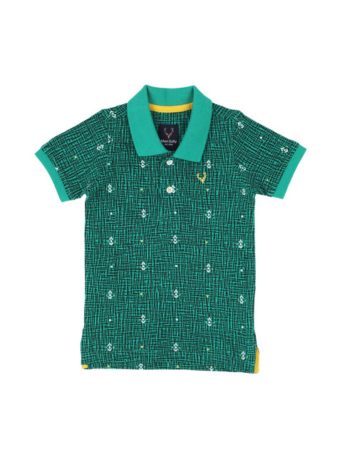 

Allen Solly Junior Boys Green & Black Printed Polo Collar T-shirt