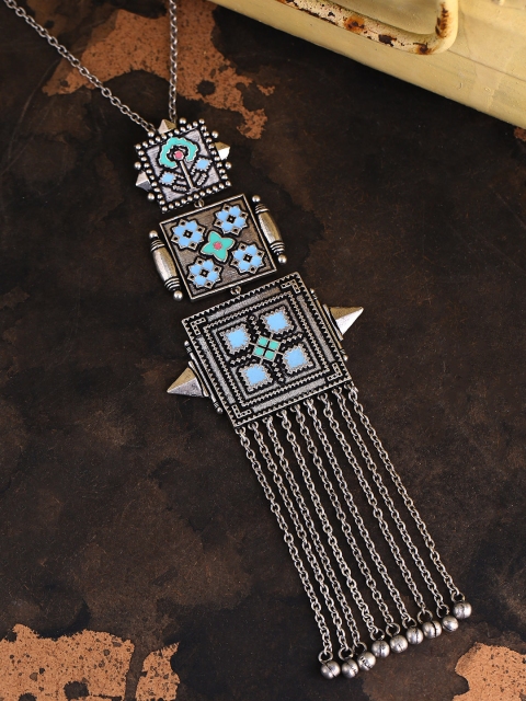 

Studio Voylla Silver-Plated & Turquoise Blue Oxidised Necklace