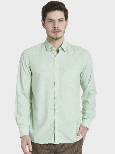 

ColorPlus Men Green Tailored Fit Solid Casual Shirt