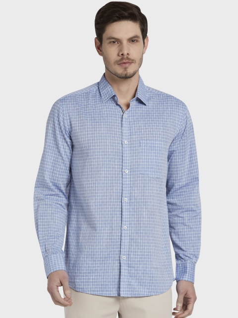 

ColorPlus Men Blue Tailored Fit Checked Casual Shirt