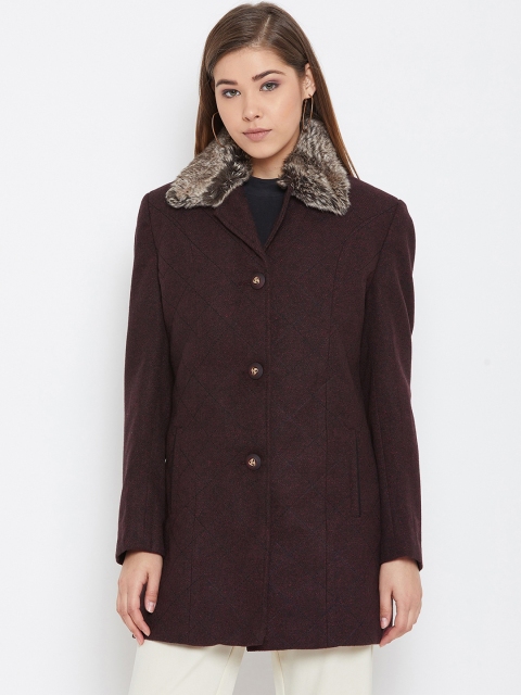 

Spirit Women Burgundy Self Design Tailored Jacket