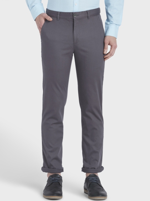 

ColorPlus Men Grey Tapered Fit Solid Regular Trousers