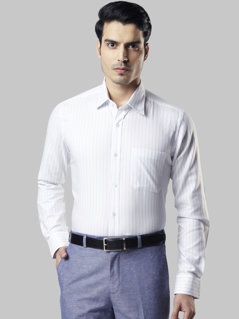 

Raymond Men White Regular Fit Striped Formal Shirt