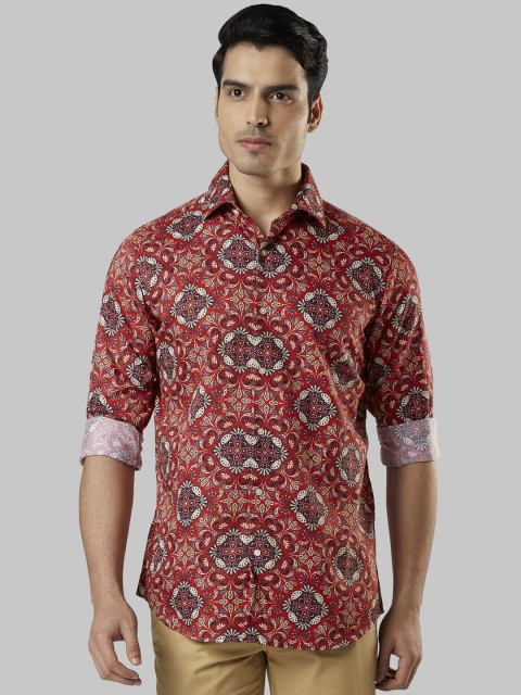 

Raymond Men Red Regular Fit Printed Formal Shirt