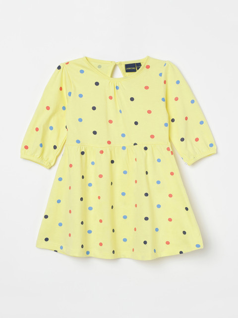 

Juniors by Lifestyle Girls Yellow Printed Fit and Flare Dress