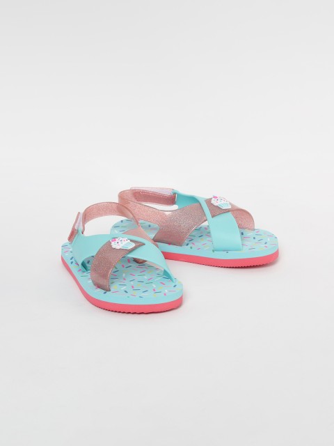 

Fame Forever by Lifestyle Girls Turquoise Blue & Red Comfort Sandals