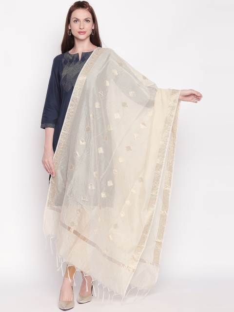 

RANGMANCH BY PANTALOONS Beige & Gold-Coloured Embroidered Dupatta