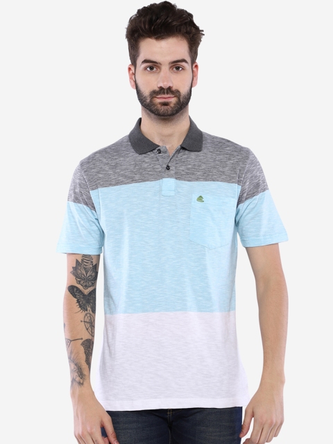 

Duke Men Grey Colourblocked Polo Collar T-shirt