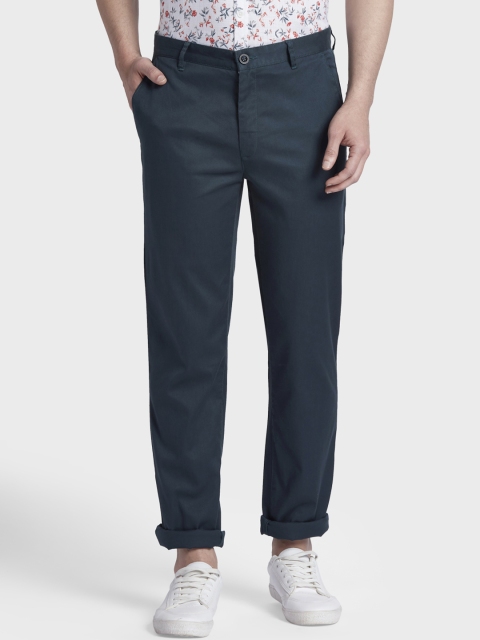 

ColorPlus Men Blue Tapered Fit Solid Regular Trousers