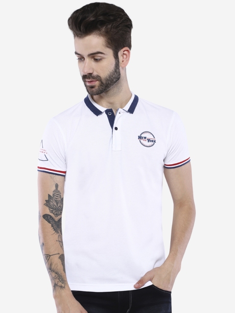 

Duke Men White Solid Polo Collar T-shirt