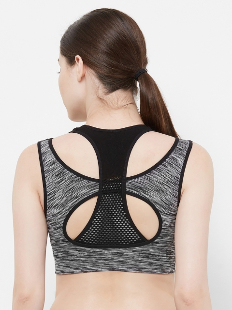 

FashionRack Black & Grey Self Design Non-Wired Non Padded Sports Bra 2605