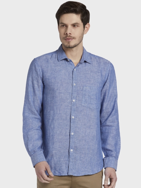 

ColorPlus Men Blue Tailored Fit Solid Casual Shirt
