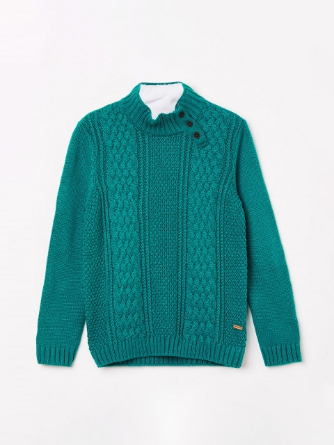 

Fame Forever by Lifestyle Boys Teal Green Self Design Pullover Sweater