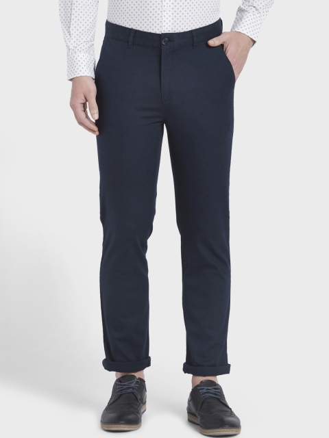 

ColorPlus Men Navy Blue Tapered Fit Solid Regular Trousers