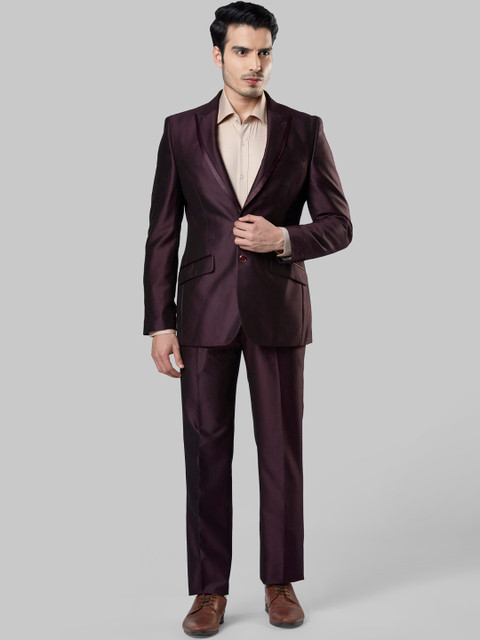

Raymond Men Burgundy Solid Single-Breasted Suit