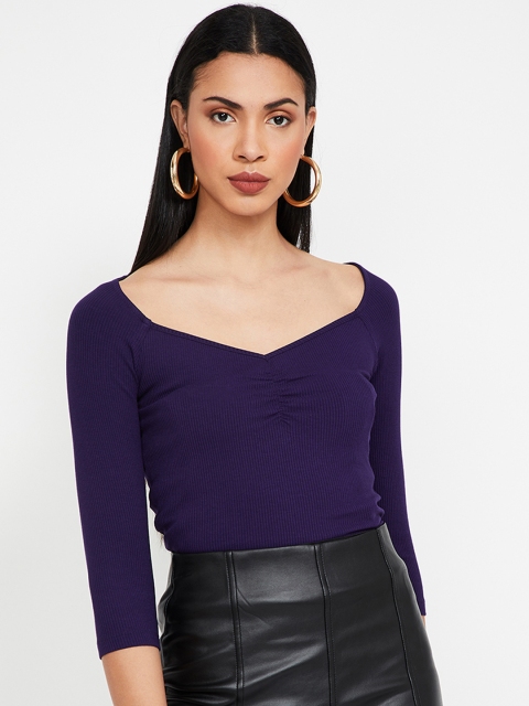 

Ginger by Lifestyle Women Navy Blue Solid Top
