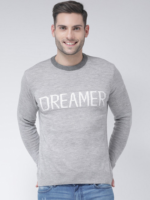 

Club York Men Grey Printed Pullover Sweater