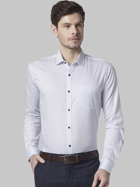 

Park Avenue Men White & Blue Slim Fit Printed Formal Shirt