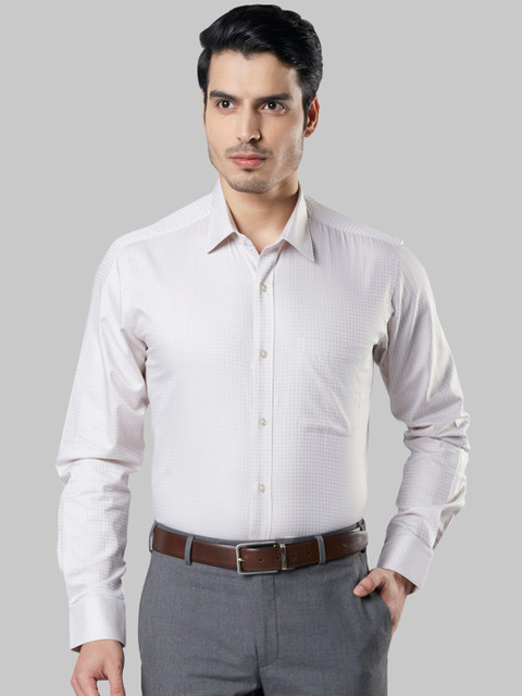 

Raymond Men Off-White Regular Fit Self Design Formal Shirt