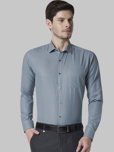 

Park Avenue Men Green & Black Slim Fit Checked Formal Shirt