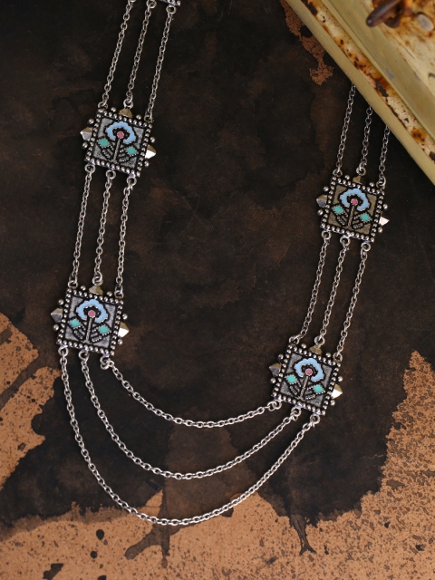 

Studio Voylla Silver-Plated & Turquoise Blue Oxidised Necklace