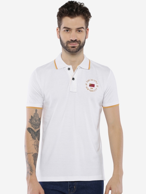 

Duke Men White Printed Polo Collar T-shirt