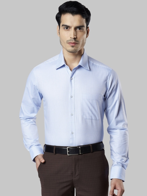 

Raymond Men Blue Regular Fit Striped Formal Shirt