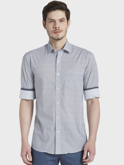 

ColorPlus Men White & Black Tailored Fit Checked Casual Shirt