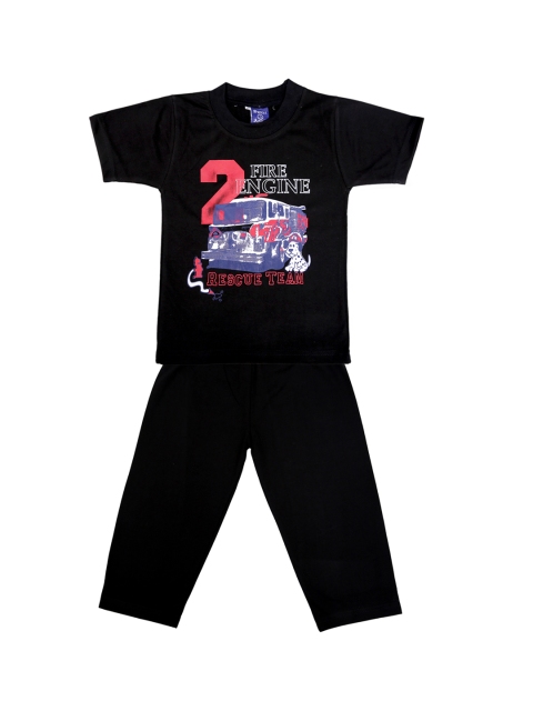 

SWEET ANGEL Boys Black Printed Night suit