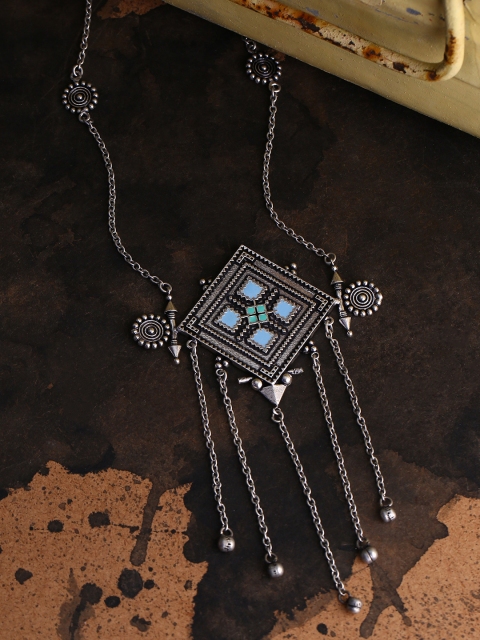 

Studio Voylla Silver-Plated & Turquoise Blue Oxidised Necklace