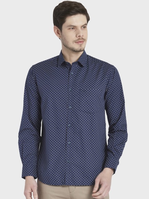 

ColorPlus Men Navy Blue Tailored Fit Printed Casual Shirt