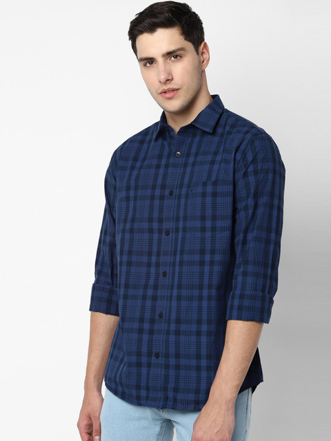 

Allen Solly Men Navy Blue Slim Fit Checked Casual Shirt
