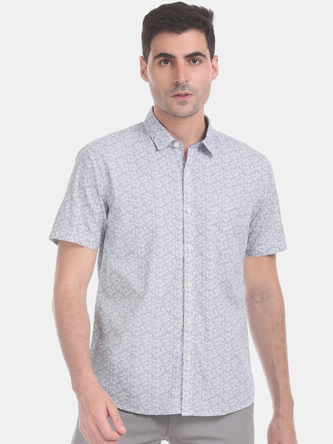 

Ruggers Men White & Blue Regular Fit Printed Casual Shirt