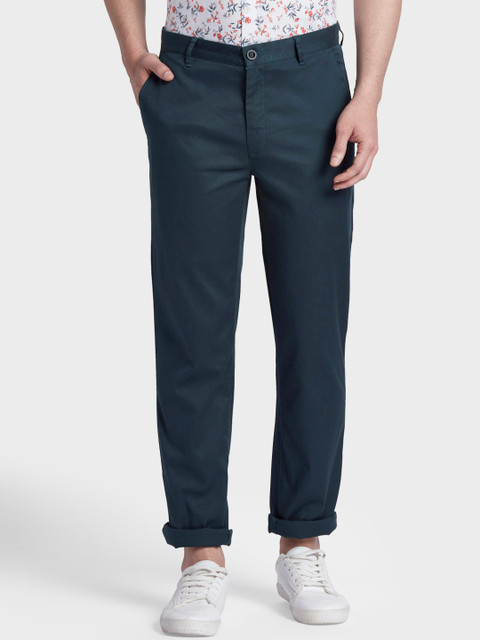 

ColorPlus Men Navy Blue Tapered Fit Solid Regular Trousers