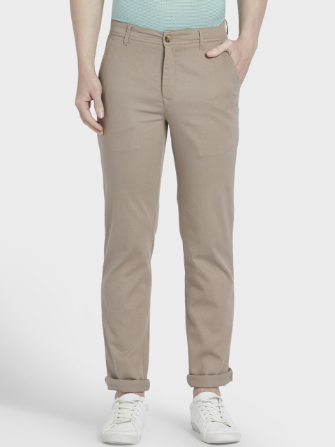 ColorPlus Men Beige Tapered Fit Solid Regular Trousers