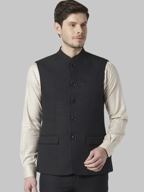 

Park Avenue Men Black Solid Nehru Jacket